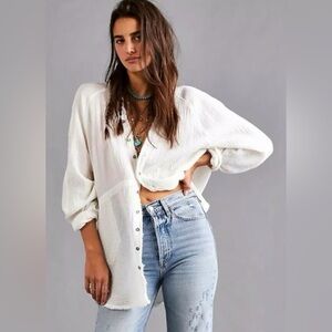 FREE PEOPLE We the Free Summer Daydream Frayed Button Down Shirt
